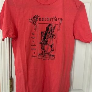 RARE VINTAGE Viola Da Gamba Society T-Shirt 80’s Pink Medieval Renaissance Music